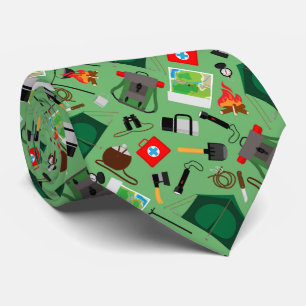 Camping adventure pattern tie