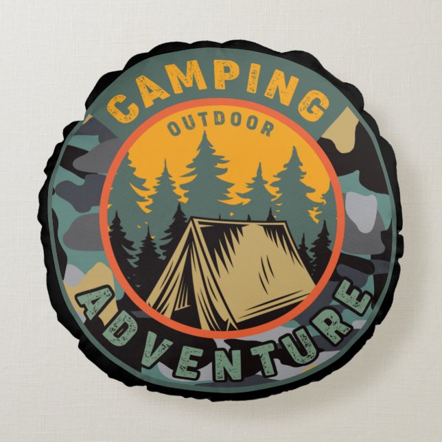 Camping Adventure Round Pillow (Front)