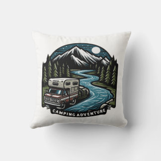 Camping adventure throw pillow