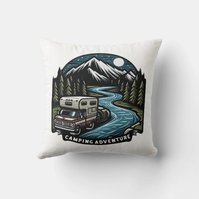 Camping adventure throw pillow (Back)