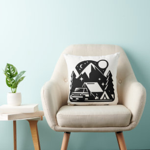 Camping adventure throw pillow
