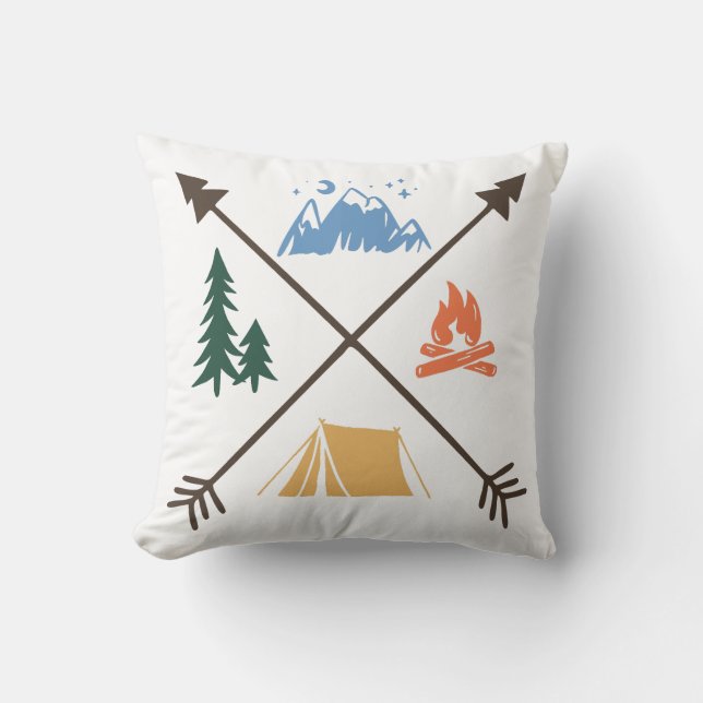 Camping Adventure Throw Pillow (Front)