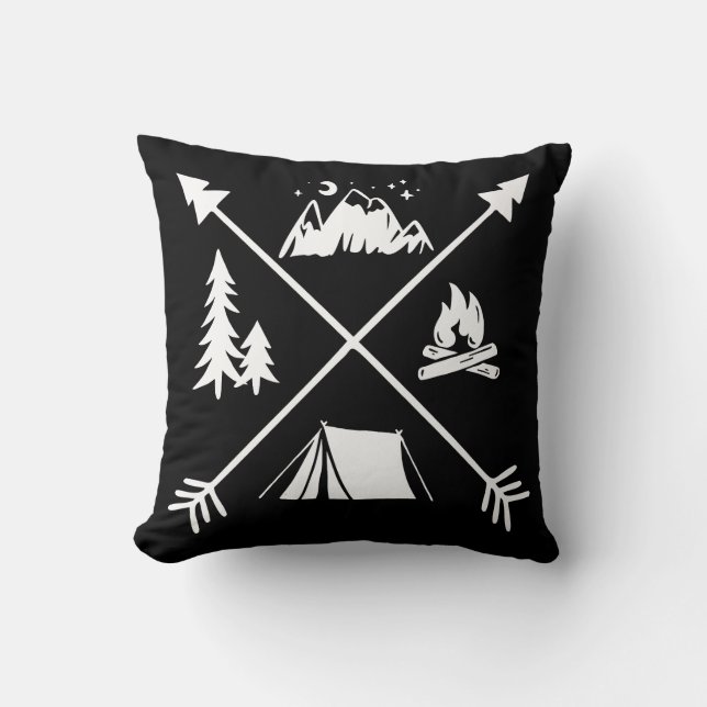 Camping Adventure Throw Pillow (Front)