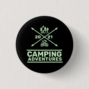 Camping Adventures 2021 Minimal Crest 1 Inch Round Button