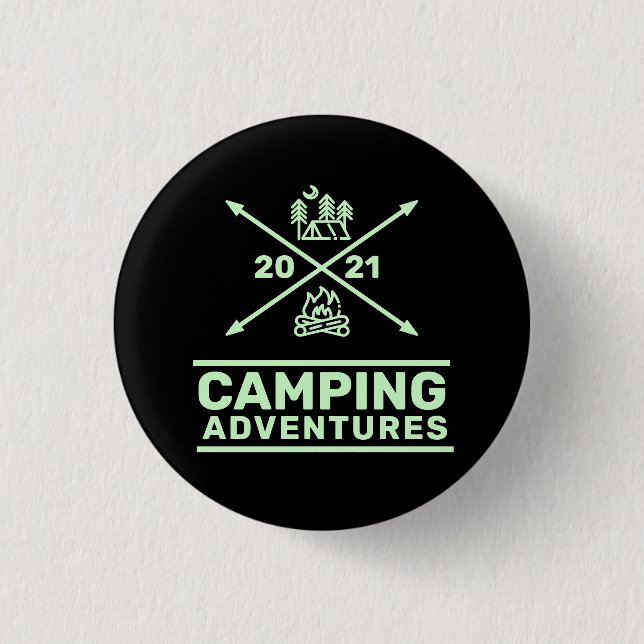 Camping Adventures 2021 Minimal Crest 1 Inch Round Button (Front)