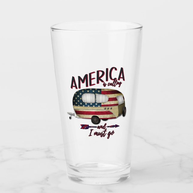 Camping America Is Calling And I must Go Glass (Front)