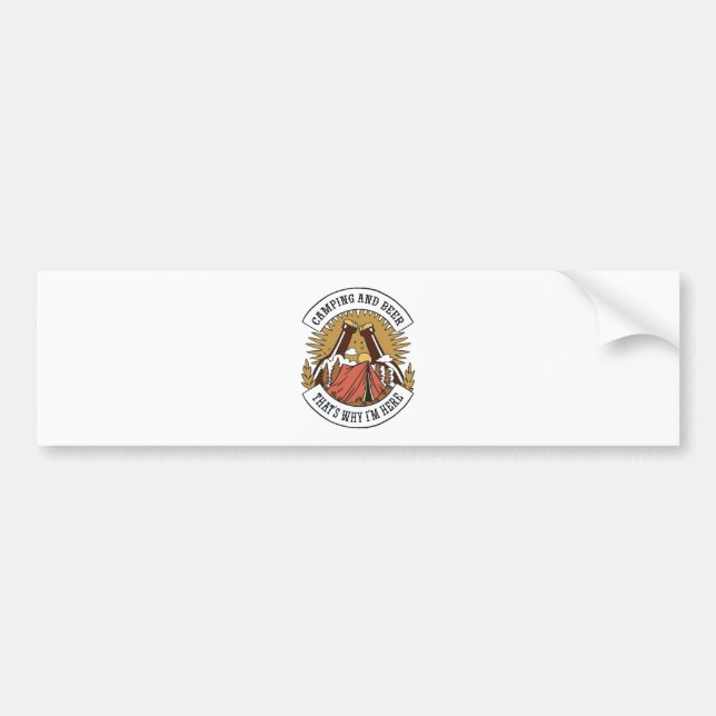 Camping and Beer Bumper Sticker (Front)