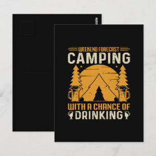 Camping and drinking postcard