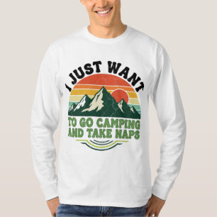 Camping and Naps Retro Mountain Design T-Shirt