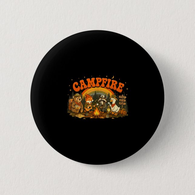 Camping animals campfire camper adventure outdoor 2 inch round button (Front)