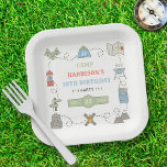 Camping Any Age Birthday Party Paper Plate<br><div class="desc">Celebrate in style with these trendy any age birthday party paper plates. The design is easy to personalize with your own wording and your family and friends will be thrilled when they see these fabulous party plates. Matching party items can be found in the collection.</div>