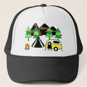 Camping art trucker hat