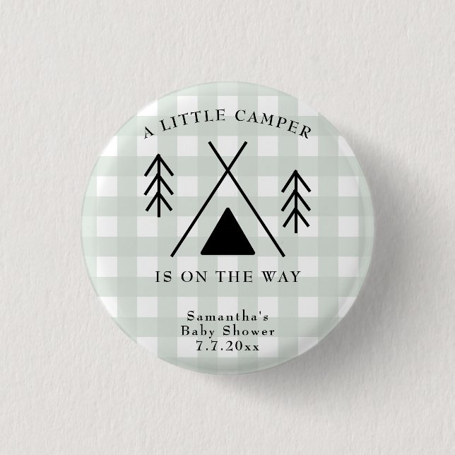 Camping baby shower 1 inch round button (Front)