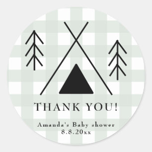 Camping baby shower - Thank you Classic Round Sticker