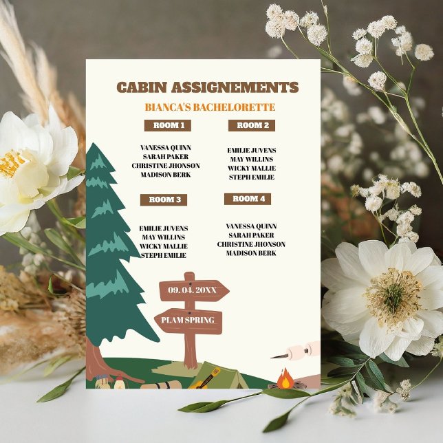 Camping Bachelorette Party Cabin Assignement SIgn (Creator Uploaded)