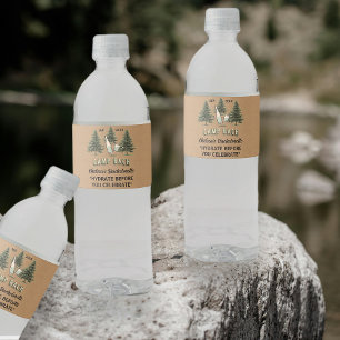 Camping Bachelorette Personalized Kraft Tan Rustic Water Bottle Label