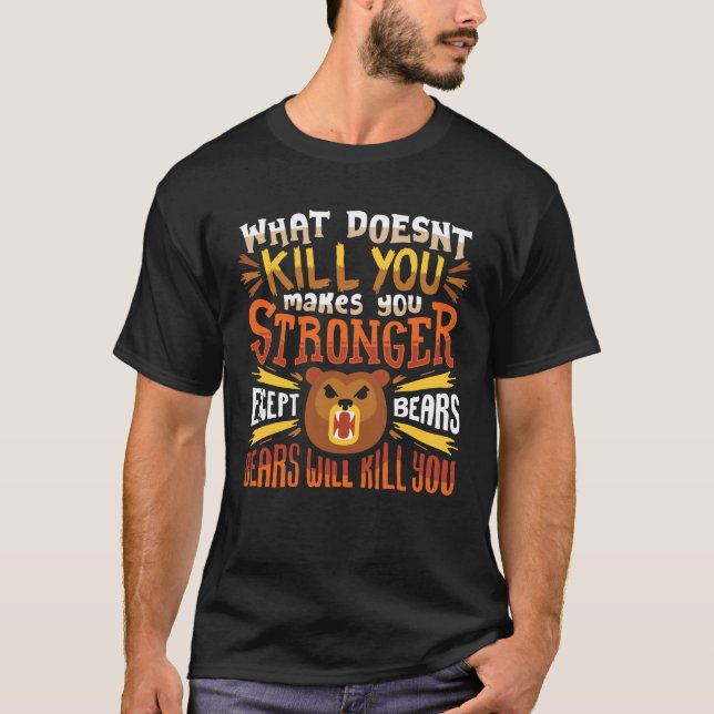 Camping Bear Attack Survival Outdoor Funny Gift T-Shirt (Front)
