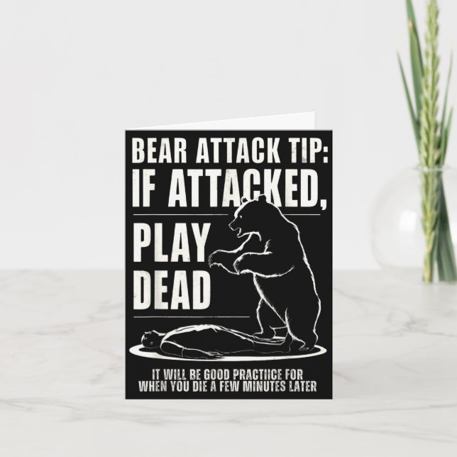 Camping bear attack tip play dead  card (Front)