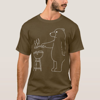 Camping Bear Funny Grizzly Grilling in Nature T-Shirt