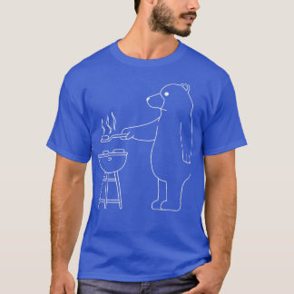 Camping Bear Funny Grizzly Grilling in Nature T-Shirt
