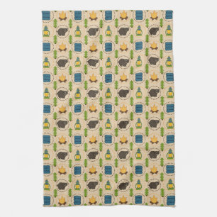Camping Bear Pattern Kitchen Towel