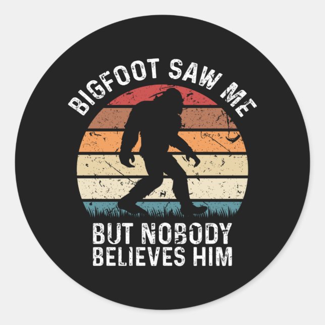 Camping Bigfoot Hiking Yeti Funny Outdoor Gift Classic Round Sticker (Front)