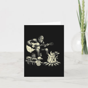 Camping Bigfoot Smore Rock Bigfoot Playing Guitar Card