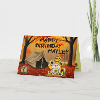 Camping Birthday Gnome Card