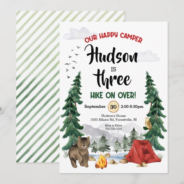 Camping Birthday Invitation (Front/Back)
