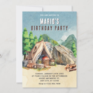 Camping birthday invitation