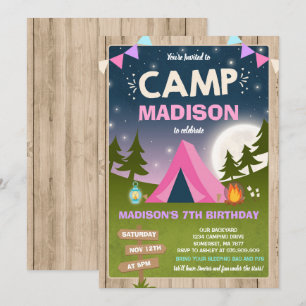 Camping Birthday Invitation Camp Out Party