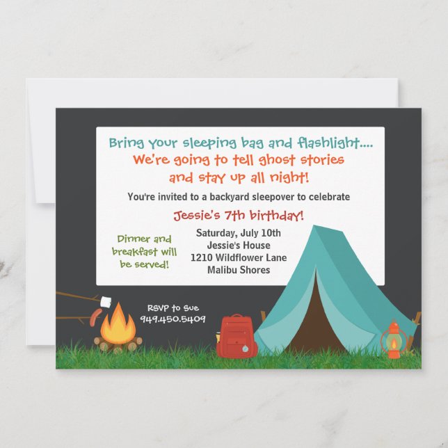 Camping Birthday Party Invitation (Front)