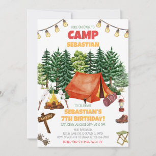 Camping Birthday Party  Invitation
