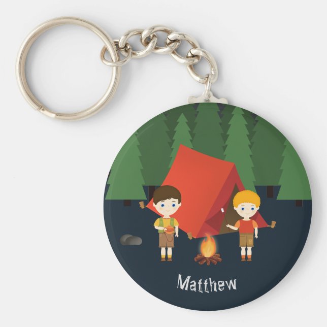 Camping Birthday Party Keychain (Front)