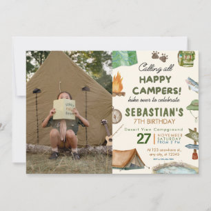 Camping Birthday Party modern kids  Invitation