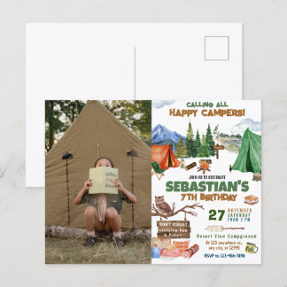 Camping Birthday Party modern kids  Postcard