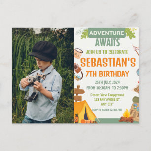 Camping Birthday Party modern kids  Postcard