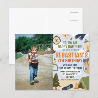 Camping Birthday Party modern kids Postcard