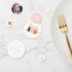 Camping Birthday Party Pink Tent Photo Confetti