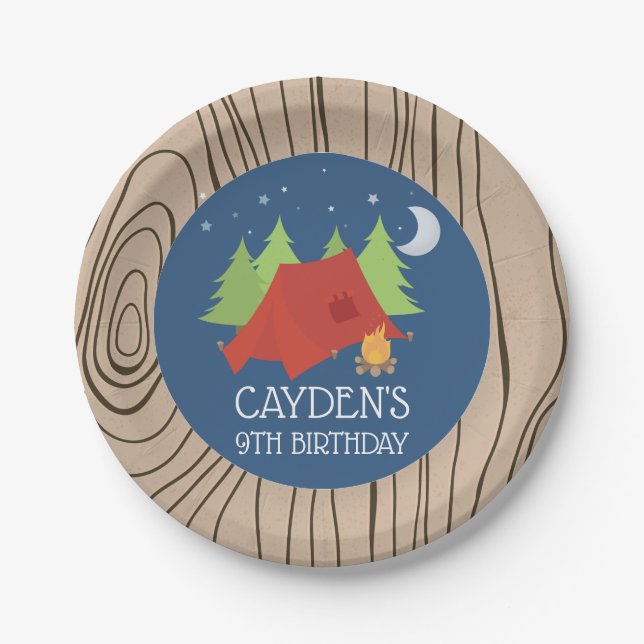 Camping Birthday party plates (Front)
