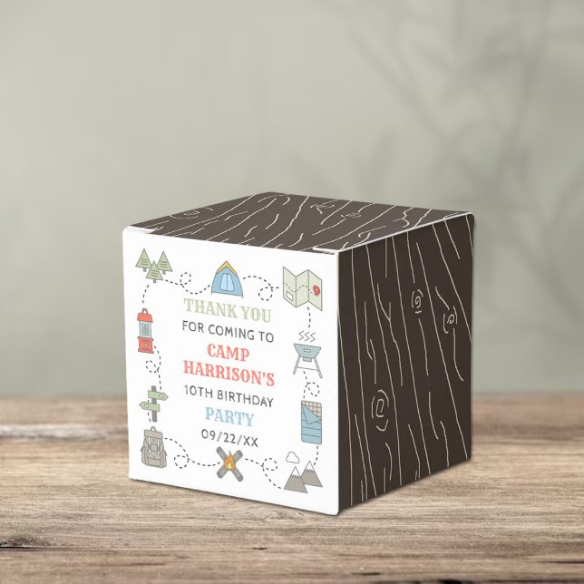 Camping Birthday Party Thank You Favor Box (Creator Uploaded)