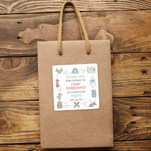 Camping Birthday Party Thank You Square Sticker