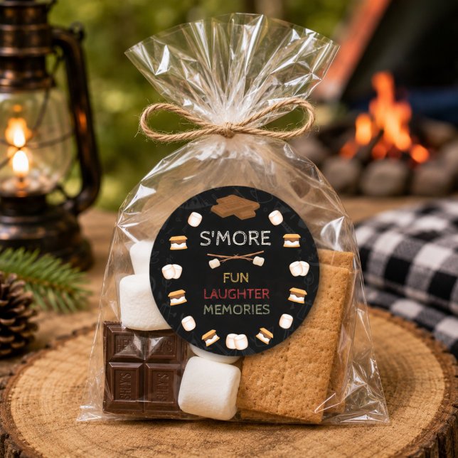 Camping Birthday S'mores Round Favour Stickers (Creator Uploaded)