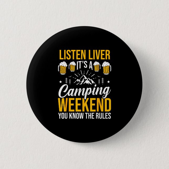 Camping bonfire camp life forest camper  2 inch round button (Front)