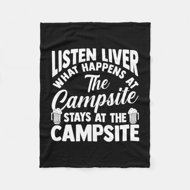 Camping bonfire camp life forest camper fleece blanket (Front)