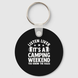 Camping bonfire camp life forest camper keychain