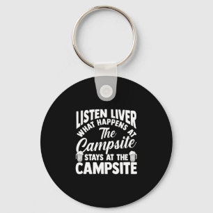 Camping bonfire camp life forest camper keychain