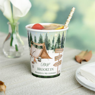 Camping Bonfire Campfire S'mores Birthday Outdoor  Paper Cups