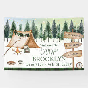 Camping Bonfire Campfire S'mores Outdoor Birthday Banner