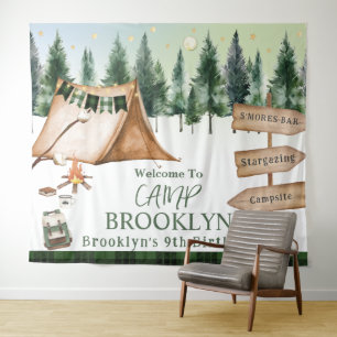 Camping Bonfire Campfire S'mores Outdoor Birthday Tapestry